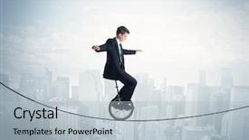  Presentation with brave - Presentation design with brave guy riding a monocycle background and a light blue colored foreground