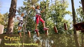  Presentation with brave - Cool new slide set with brave-kids-climbs-in-rope backdrop and a tawny brown colored foreground