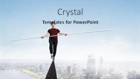  Presentation with brave - Slide set with brave-ropewalker-on-cable-mixed background and a light blue colored foreground