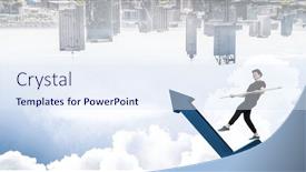  Presentation with brave - Beautiful theme featuring brave-ropewalker-on-cable-mixed backdrop and a sky blue colored foreground