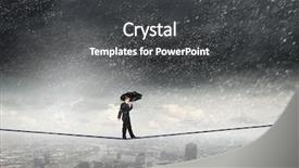  Presentation with balancing heart and brain - Audience pleasing slide set consisting of bravery - businessman with umbrella balancing backdrop and a dark gray colored foreground