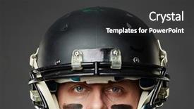  Presentation with football blue - PPT theme having bravery - isolated on black background closeup background and a dark gray colored foreground