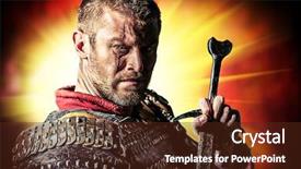  Presentation with armor - Colorful presentation theme enhanced with bravery - portrait of a courageous ancient backdrop and a tawny brown colored foreground