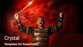  Presentation with armor - Amazing PPT theme having bravery - portrait of a courageous ancient backdrop and a wine colored foreground