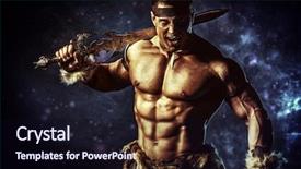  Presentation with warrior - Presentation design having bravery - portrait of a handsome muscular background and a wine colored foreground