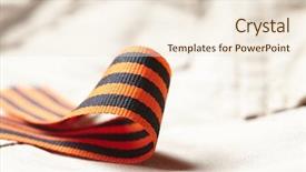  Presentation with animated ribbon cutting ceremony - Amazing PPT theme having bravery award - st george ribbon backdrop and a  colored foreground