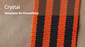  Presentation with animated ribbon cutting ceremony - Slide deck enhanced with bravery award - st george ribbon background and a  colored foreground