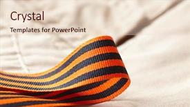  Presentation with animated ribbon cutting ceremony - Audience pleasing slide set consisting of bravery award - st george ribbon backdrop and a  colored foreground