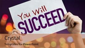  Presentation with award - Slide deck featuring bravery award - you will succeed placard background and a coral colored foreground