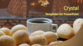  Presentation with cheese - Presentation theme enhanced with coffee brazil - pao de queijo mineiro background and a tawny brown colored foreground