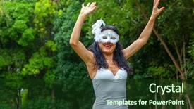  Presentation with brazil carnival - Cool new slide deck with brazil clothing - woman dancing at brazilian carnival backdrop and a tawny brown colored foreground