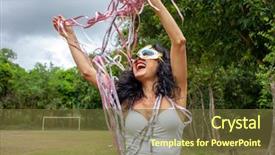  Presentation with brazil carnival - Slide set with brazil clothing - woman dancing at brazilian carnival background and a  colored foreground
