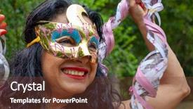  Presentation with brazil carnival - Colorful presentation design enhanced with brazil clothing - woman dancing at brazilian carnival backdrop and a  colored foreground