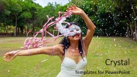  Presentation with brazil carnival - Cool new presentation design with brazil clothing - woman dancing at brazilian carnival backdrop and a yellow colored foreground