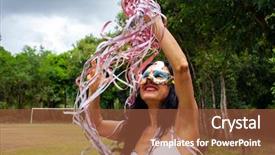  Presentation with brazil carnival - Presentation theme enhanced with brazil clothing - woman dancing at brazilian carnival background and a red colored foreground
