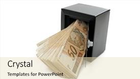  Presentation with safe - Theme consisting of brazil economy - reais real brazilian money background background and a lemonade colored foreground