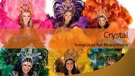  Presentation with brazil carnival - Audience pleasing slide deck consisting of brazil festival - beautiful carnival dancers amazing costume backdrop and a gold colored foreground