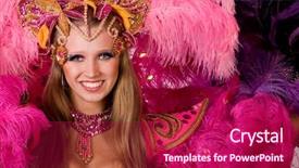  Presentation with brazil carnival - PPT theme consisting of brazil festival - portrait of young woman background and a crimson colored foreground