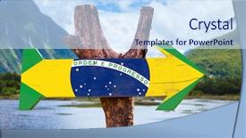  Presentation with tribal - PPT layouts with brazil flag wooden sign background and a sky blue colored foreground