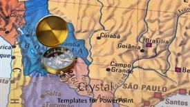  Presentation with compass map - PPT theme consisting of brazil-map-and-compass-travel background and a coral colored foreground