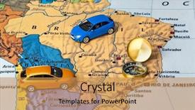  Presentation with compass map - Slide deck consisting of world globe road - brazil map and compass background and a gold colored foreground