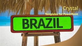  Presentation with brazil - Colorful slide set enhanced with brazil-sign-with-beach-background backdrop and a tawny brown colored foreground