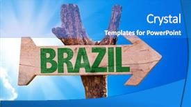  Presentation with wooden cross against the sky - Slide deck with brazil wooden sign with sky background and a  colored foreground