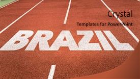  Presentation with brazil - Audience pleasing slides consisting of olympic games symbol - brazil written on running track backdrop and a red colored foreground