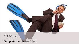  Presentation with cigar - Colorful presentation enhanced with brazilian business man wearing a diving equipment laid on white background holding a cigar and dollar bills backdrop and a light gray colored foreground