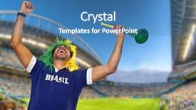  Presentation with stadium - Beautiful PPT theme featuring brazilian-fan-with-wig backdrop and a teal colored foreground