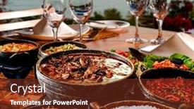  Presentation with restaurant - PPT theme having brazilian-feijoada-food-restaurant background and a tawny brown colored foreground
