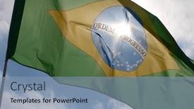  Presentation with wind - Presentation theme with brazilian-flag-waving-in-wind background and a light blue colored foreground