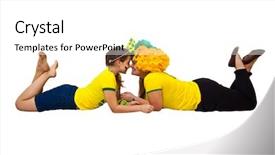  Presentation with mom and newborn - Colorful PPT theme enhanced with brazilian mom and daughter supporters backdrop and a  colored foreground