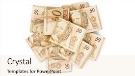  Presentation with roman columns money - Slide deck consisting of brazilian money tied and piled background and a lemonade colored foreground