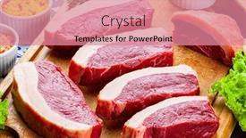  Presentation with raw meat - Slide deck having brazilian-picanha-raw-meat-angus background and a coral colored foreground