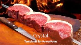  Presentation with meat food - PPT theme consisting of brazilian-picanha-raw-meat-food background and a crimson colored foreground