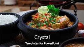  Presentation with shrimp fish - Beautiful PPT theme featuring brazilian-shrimp-and-fish-moqueca backdrop and a black colored foreground