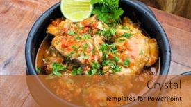  Presentation with shrimp fish - Amazing slide set having brazilian-shrimp-and-fish-moqueca backdrop and a gold colored foreground