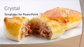  Presentation with snack - Theme consisting of brazilian-snack-arabic-esfiha background and a sky blue colored foreground