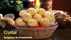  Presentation with online snack - Cool new presentation theme with brazilian snack cheese bread pao backdrop and a tawny brown colored foreground