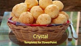  Presentation with snack - PPT theme consisting of brazilian snack cheese bread pao background and a  colored foreground