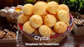  Presentation with snack - Audience pleasing PPT theme consisting of brazilian snack cheese bread pao backdrop and a  colored foreground