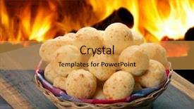  Presentation with snack - PPT layouts with brazilian snack cheese bread pao background and a yellow colored foreground