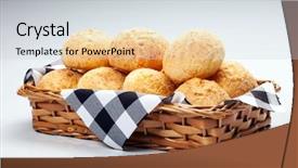  Presentation with snack - Colorful PPT theme enhanced with brazilian snack cheese bread pao backdrop and a  colored foreground