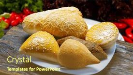  Presentation with snack - Slide deck featuring brazilian-snack-empanadas-esfiha-quibe background and a tawny brown colored foreground