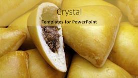  Presentation with snack - Theme enhanced with brazilian-snack-meat-esfiha background and a yellow colored foreground