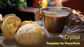  Presentation with snack - Cool new presentation design with brazilian-snack-traditional-cheese-bread backdrop and a tawny brown colored foreground