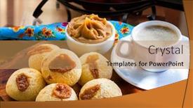  Presentation with snack - Slide set with brazilian-snack-traditional-cheese-bread background and a yellow colored foreground