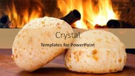  Presentation with snack - Beautiful PPT theme featuring brazilian-snack-traditional-cheese-bread backdrop and a yellow colored foreground