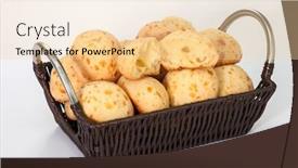  Presentation with snack - Presentation design with brazilian-snack-traditional-cheese-bread background and a lemonade colored foreground